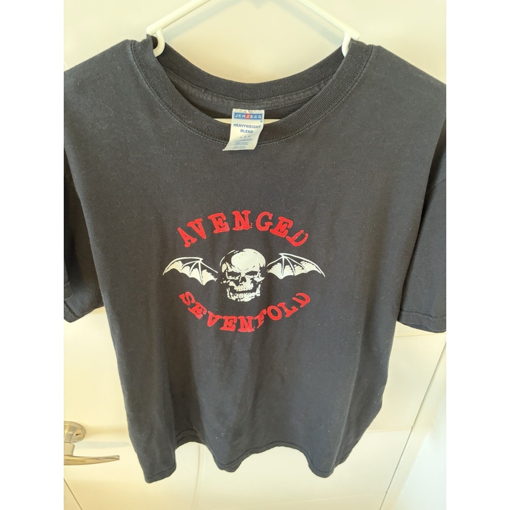 Vintage 2000s AVENGED SEVENFOLD Death Bat T SHIRT Large DOUBLE SIDED Y2K